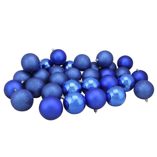 Northlight Shatterproof 4-Finish Christmas Ball Ornaments - 3.25" (80mm) - Lavish Blue - 32ct {1}