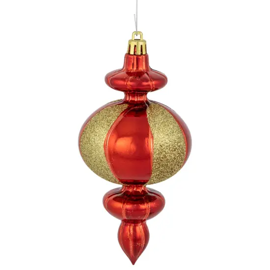 Northlight 8ct Red and Gold Shatterproof Finial Christmas Ornaments, 6" {4}