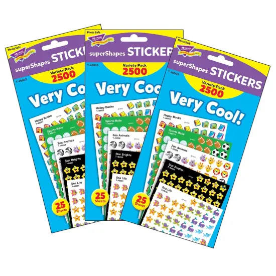 Very Cool! superShapes Stickers Variety Pack, 2500 Per Pack, 3 Packs {1}