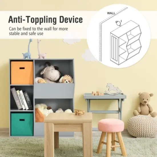 Kids Toy Storage Cabinet Shelf Organizer -Gray Grey {3}
