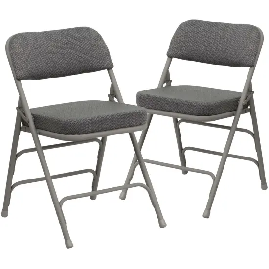 Emma and Oliver 2 Pack Home & Office Portable Party Events Fabric Padded Metal Folding Chair GrayFabric/GrayFrame {1}