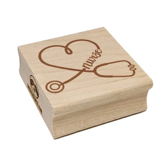 Nurse Heart Stethoscope Square Rubber Stamp for Stamping Crafting {2}