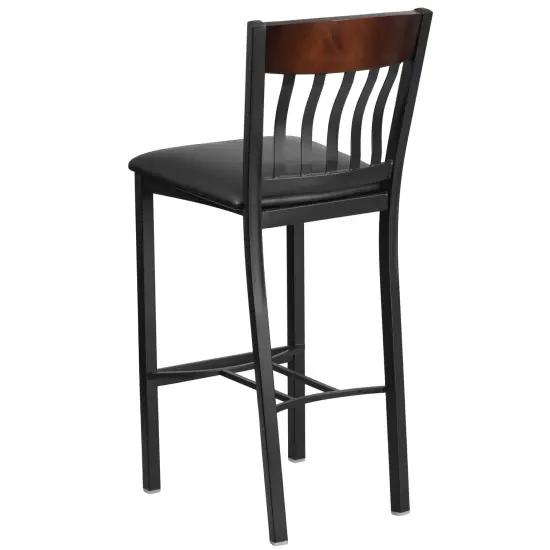 Emma and Oliver Vertical Back Metal/Wood Restaurant Dining Barstool Cherry {8}