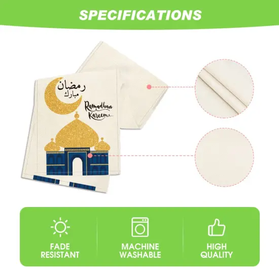 Ramadan Table Runner, Seasonal Bling Bling Moon and Star Holiday Kitchen Dining Table Runners for Home Party Decor 13 x 72 Inch {5}