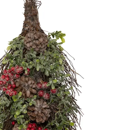 Northlight 28" Glittered Pine Cone and Berry Artificial Teardrop Christmas Swag - Unlit Green {5}