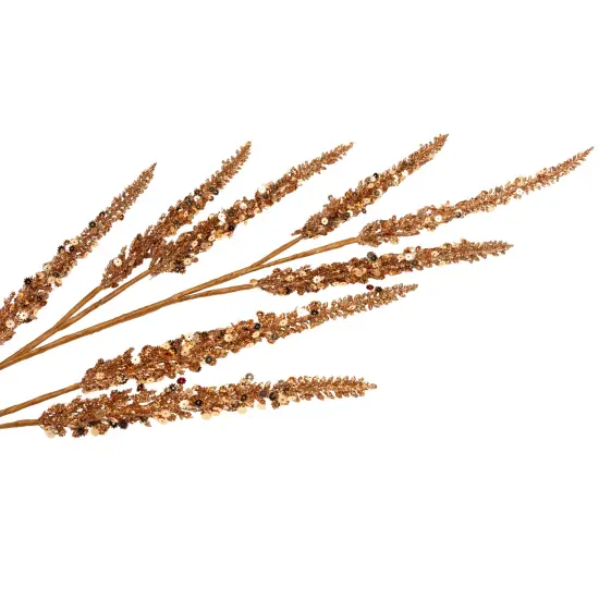 Allstate Glitter and Sequin Artificial Leaf Sprigs Christmas Spray - 34" -Rose Gold {5}