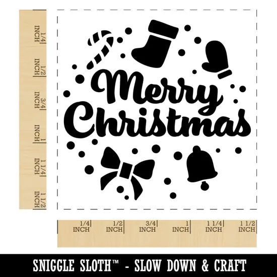 Merry Christmas Holiday Elements Self-Inking Rubber Stamp Ink Stamper Black {1}