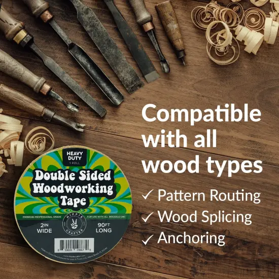 Wide Double Stick Tape Double Sided Woodworking Tape Double Sided 2" inch Wide Wood Tape for Woodworkers CNC Machines Routing Templates Strong Double Sided Tape Heavy Duty Sticky Tape 90 Feet {6}