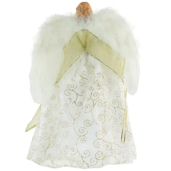 Northlight 14" Lighted White and Gold Angel in a Dress Christmas Tree Topper - Warm White Lights {6}