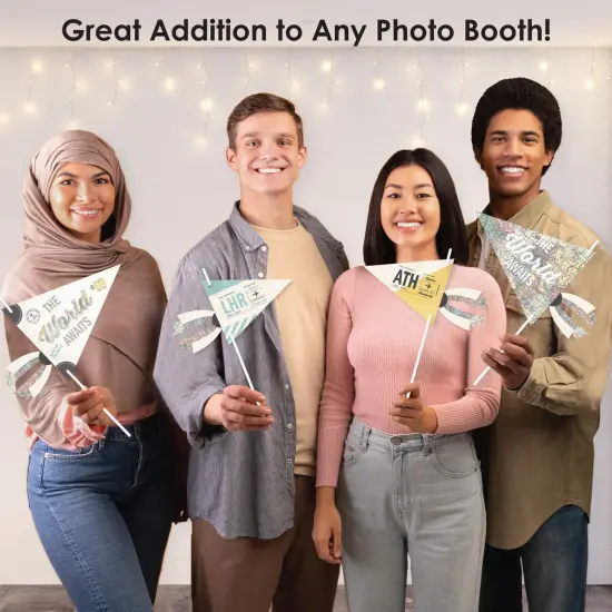 Big Dot of Happiness World Awaits - Triangle Travel Themed Party Photo Props - Pennant Flag Centerpieces - Set of 20 {6}