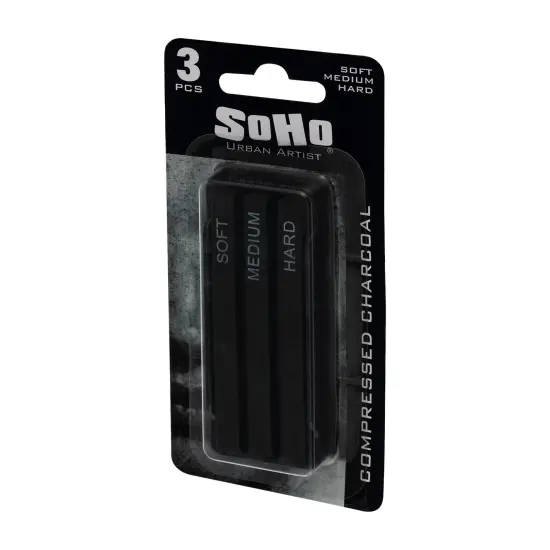 SoHo Urban Artist Compressed Charcoal Sticks, Assorted Pack of 3 - Soft, Medium, and Hard - for Charcoal Drawing and Charcoal Art, Perfect for Artists, Students & Professionals {4}