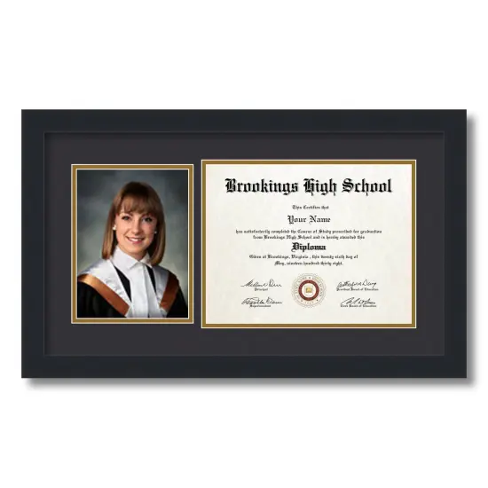 ArtToFrames 8.5x11 inch Diploma Frame with 6" x 8" Inch Image Opening - Framed with Black and Gold Mats, Comes with Regular Acrylic and Sawtooth Hanger for Wall Hanging (DT-8.5x11) {5}