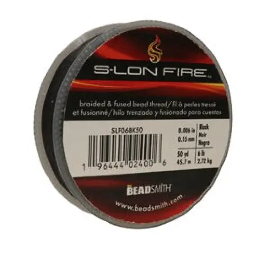 S-Lon Fire Beading Thread 6lb Black 50 Yards {3}