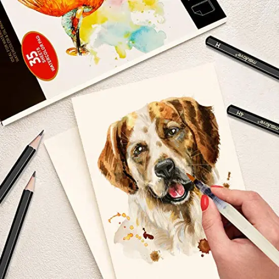 Watercolor Pads, 9x12", Glue Bound, Acid-Free Paper, 35 Sheets (140lb/300gsm), Art Sketchbook for Painting & Drawing with Most Wet & Dry Media, Ideal for Beginners, Artists & Professionals {3}