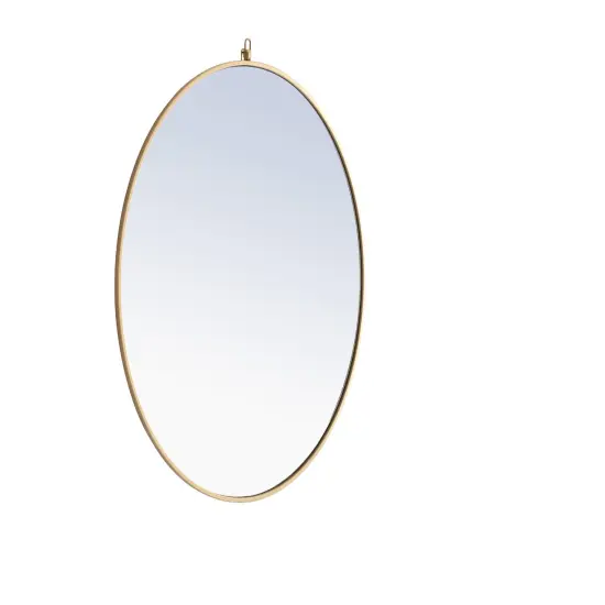 Metal frame Round Mirror with decorative hook 36 inch Brass finish {6}