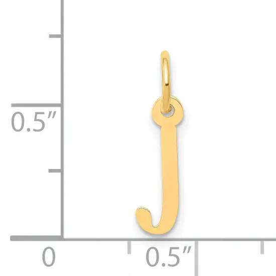 14K Yellow Gold Small Slanted Block Initial J Charm Jewerly {3}