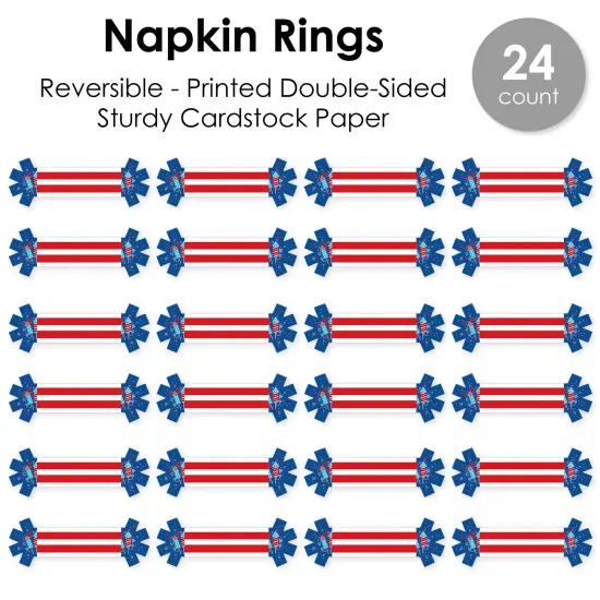 Big Dot of Happiness Firecracker 4th of July - Red, White and Royal Blue Party Paper Napkin Holder - Napkin Rings - Set of 24 {7}