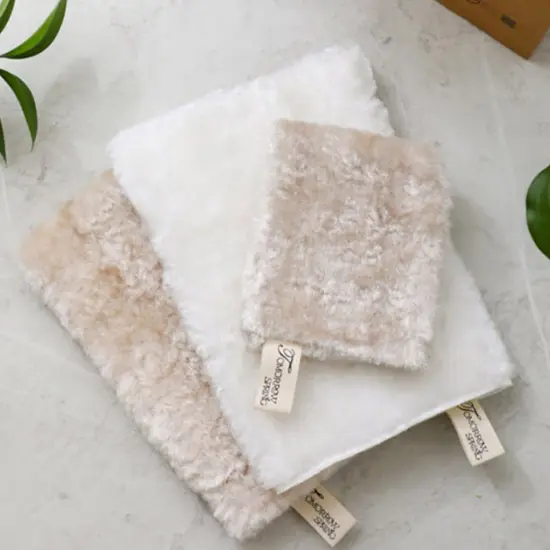 100% Viscose Facial Washcloth, Makeup Remover Cloth for Face, Excellent Deep Cleansing, German Dermatest Excellent, 6 Months Durable (6.7&rdquo;X9.4&rdquo; White/Beige) 2 sets {2}