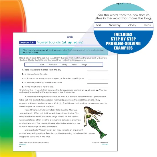 Spectrum Grade 5 Word Study and Phonics Workbook, Language Arts Book Covering Vocabulary, Dictionary Skills, Spelling, Digraphs, and More, ELA Classroom or Homeschool Curriculum {4}