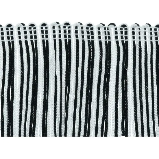 10 Yards of 2" Multicolor Chainette Fringe Trim | 10 yard cut Black/White {1}
