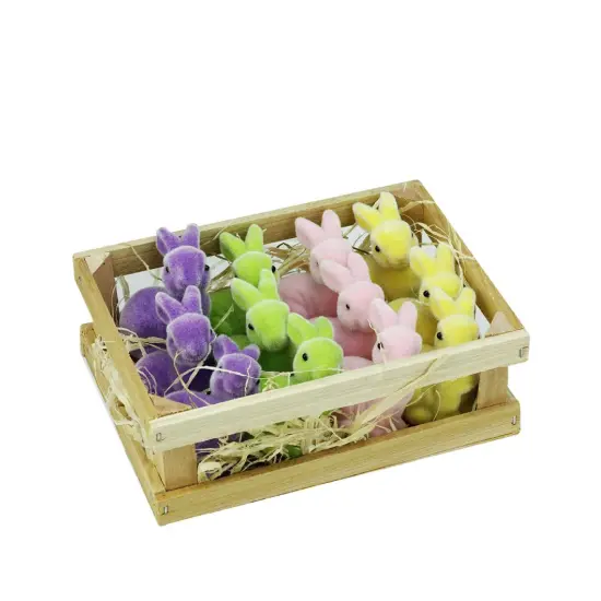 Gallerie II Pastel Bunny Rabbits in Crate Easter Decoration - 6" - Multicolor - Pack of 12 Purple {1}