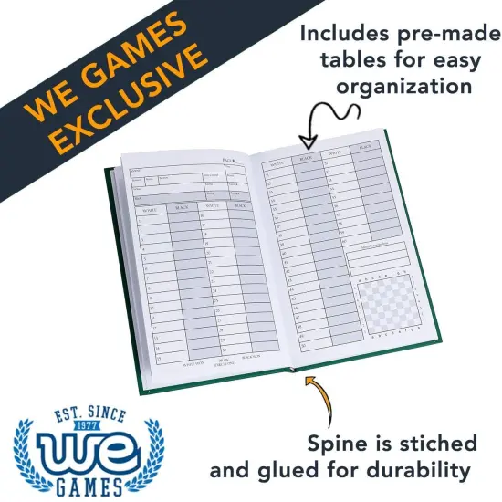 WE Games Hardcover Chess Scorebook & Notation Pad - Soft Touch {4}