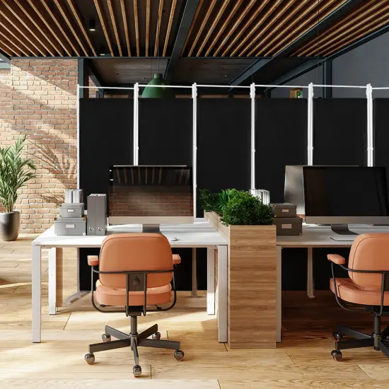 6-Panel Room Divider Folding Privacy Screen Black {6}