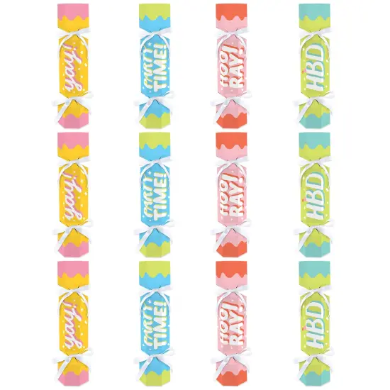 Big Dot of Happiness Party Time - No Snap Happy Birthday Party Table Favors - DIY Cracker Boxes - Set of 12 {7}