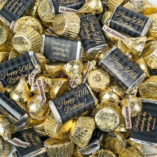 105 pcs 50th Birthday Candy Party Favors Hershey's Chocolate Mix (1.75 lb) - by Just Candy {3}