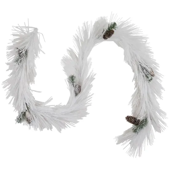 Northlight 6' x 10" White Flocked Artificial Christmas Garland with Pine Cones, Unlit {1}