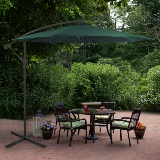 Northlight 10ft Offset Outdoor Patio Umbrella with Hand Crank, Hunter Green {3}