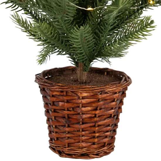 Northlight Pre-Lit Artificial Pine Christmas Tree with Basket Base - 20" - Warm White LED Lights Green {6}