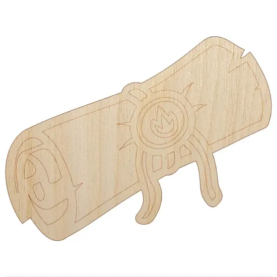 Sealed Magic Spell Scroll Unfinished Wood Shape Piece Cutout for DIY Craft Projects {1}