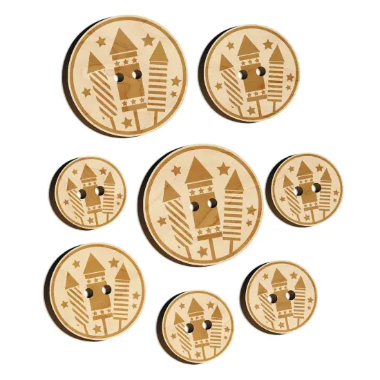 July 4th Independence Day Fireworks Patriotic USA Wood Buttons for Sewing Knitting Crochet DIY Craft {7}