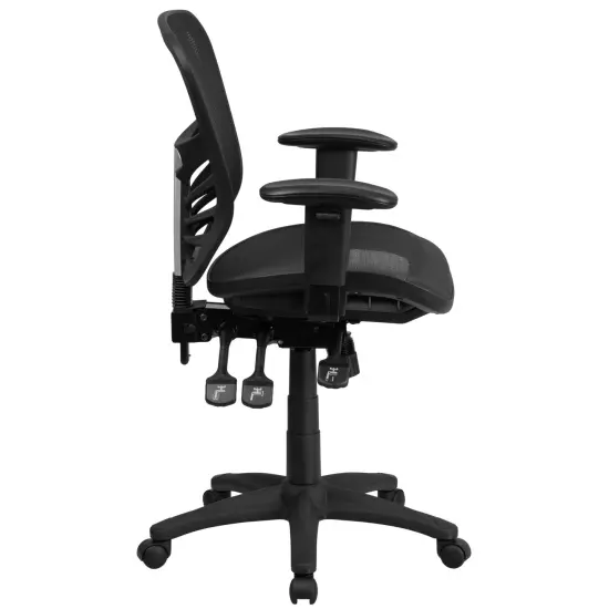 Emma and Oliver Mid-Back Transparent Mesh Multifunction Executive Swivel Ergonomic Office Chair with Adjustable Arms Black {5}