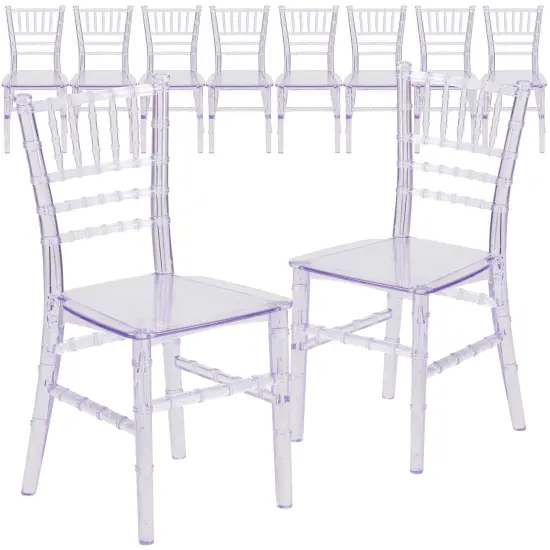 Emma and Oliver 10 Pack Child&rsquo;s All Occasion Resin Chiavari Chair for Home or Home Based Rental Business Clear {2}