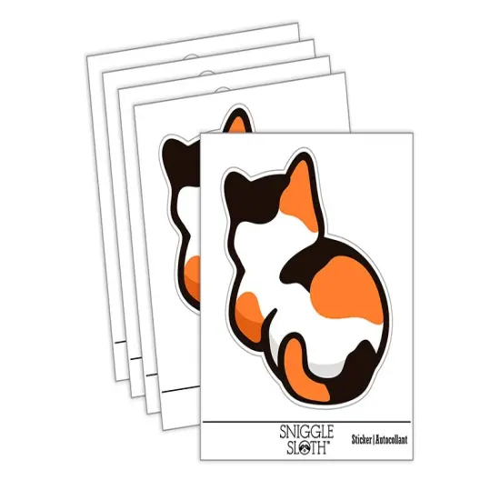 Cat Backside Waterproof Vinyl Phone Tablet Laptop Water Bottle Sticker Set - 5 Pack {1}