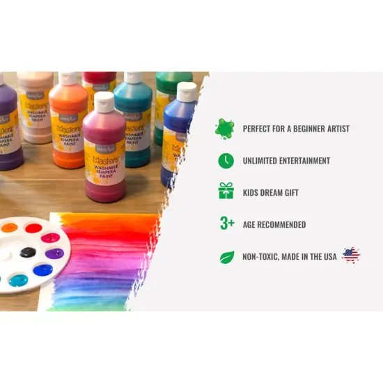 Little Masters&reg; Washable Tempera Paint, Pint, 6-Color Kit {2}