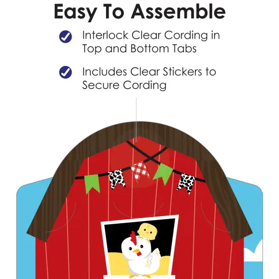 Big Dot of Happiness Farm Animals - Barnyard Baby Shower or Birthday Party Vertical Photo Garland 35 Pieces {6}