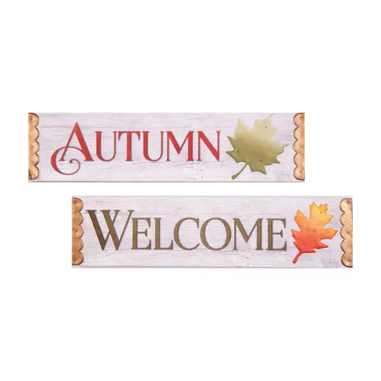 Welcome Autumn Wall Sign Plaque Set of 2 {1}