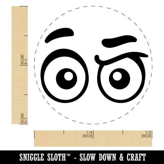 Cartoon Eyes Raised Brow Concerned Confused Judging Self-Inking Rubber Stamp for Stamping Crafting Planners Brown {1}