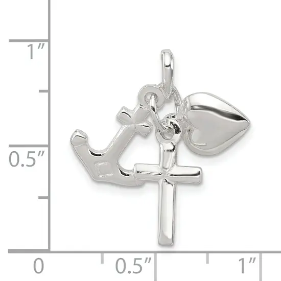 Sterling Silver Faith Hope & Charity Charm Jewerly 25mm x 20mm {5}