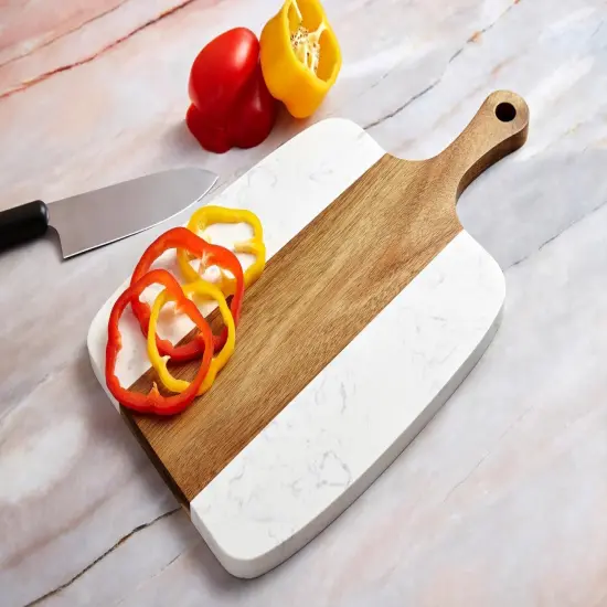 Makerflo Wood Marble Serving Board for Kitchen | Cutting Board Ideal for Personalization (Laser Engraving, Epoxy, UV DTF, Vinyl) | Individually Wrapped {3}