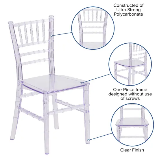 Emma and Oliver Child&rsquo;s All Occasion Resin Chiavari Chair for Home or Home Based Rental Business Clear {3}