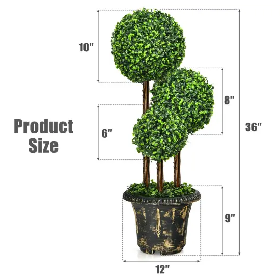 36-Inch Artificial Topiary Triple Ball Tree for Indoor and Outdoor {4}