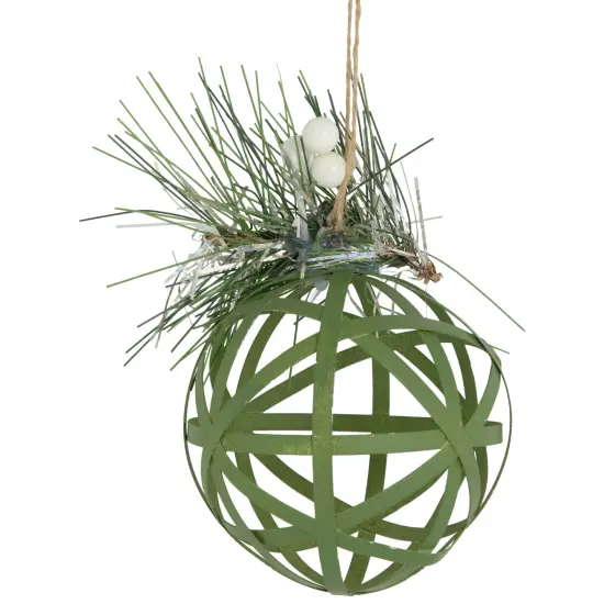 Northlight Hollow Metal Christmas Ball Ornament with Pinecone - 5" - Green {5}