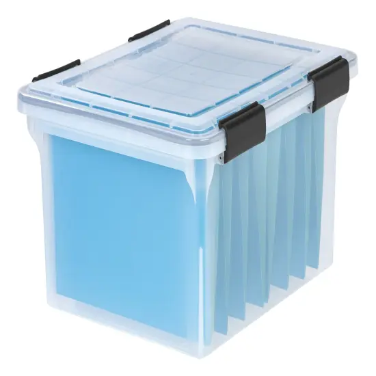 IRIS USA Letter Legal Size File Box 32qt WEATHERPRO Airtight Plastic Storage Bin with Lid and Seal and Secure Latching Buckles {1}