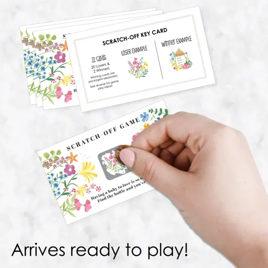 Big Dot of Happiness Wildflowers Baby - Boho Floral Baby Shower Game Scratch Off Cards - 22 Count {3}