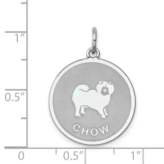 Sterling Silver Chow Disc Charm Pendant Jewelry 26mm x 19mm {5}