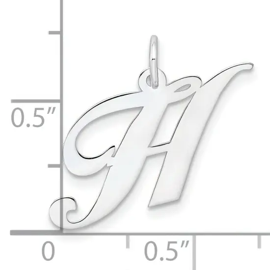 Sterling Silver Medium Script Initial Letter H Charm Jewerly 18mm x 13mm {4}